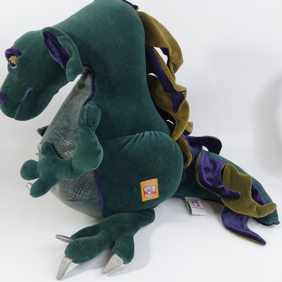 Vintage 2000 Manhattan Toy Royal Renaissance Large 14" Green Purple Dragon - Picture 2 of 9